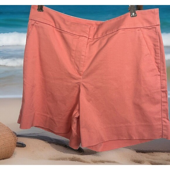 Loft‎ Riviera Shorts Walking Chino Pockets Stretch Cotton Peach 6 Classic Preppy - Picture 1 of 6